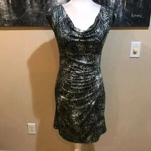 Boston Proper Ultra Sexy Jersey Drape Neck Sheath  Dress Cinched Waist-S